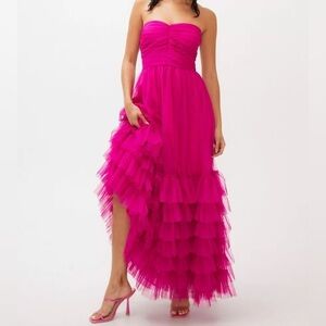 Nasty Gal Tulle Frill Bandeau Maxi Dress Size US8